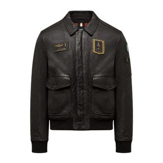Aeronautica 262Pn 0895U100839 Leren Jas - Heren - Bomber jackets - Zwart - 3XL - Katoen - Jassen