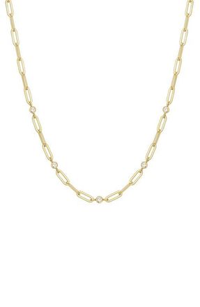 Ania Haie Bezel Cubic Zirconia Station Chain Necklace in Shiny Gold at Nordstrom