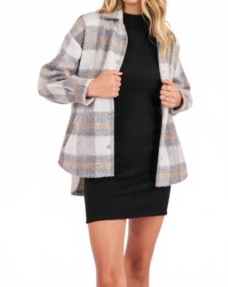 Sadie & Sage Roslyn Oversized Shacket In Grey