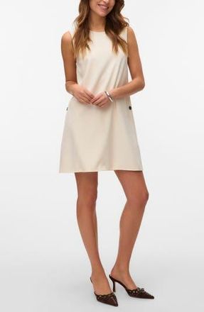 Vero Moda Fany Sleeveless Trapeze Minidress in Birch at Nordstrom Rack, Size 10 Us / 42 Eu