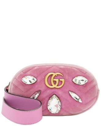 Gucci Pink Matelasse Velvet & Leather Belt Bag, Size 34 (Authentic Pre-Loved)