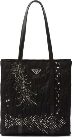 Prada Bolso Tote Mediano Re-Nylon Patchwork - Bags - Mujer - Negro - ONE SIZE