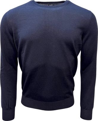 Gran Sasso Travel Wool Ronde Hals Knit - Heren - Ronde hals truien - Blauw - M - Wol - Truien & Vesten