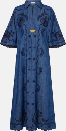 Zimmermann Aster embroidered denim midi dress