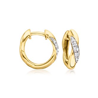 Ross-Simons Diamond Twisted Hoop Earrings in 18kt Gold Over Sterling