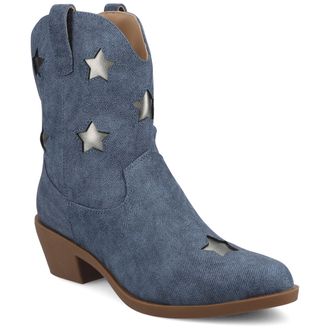 Journee Collection Womens Underwood Medium and Wide Width Western Star Detail Ankle Booties