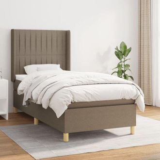 vidaXL Cama Box Spring Con Colch&oacute;n Tela Gris Taupe 80x200 Cm Vidaxl