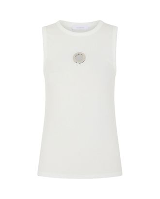 Paco Rabanne Sleeveless Top With Crew Neckline And Metallic Logo Detail