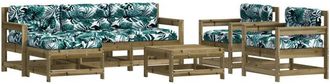 vidaXL Juego De Muebles Jard&iacute;n 7 Pzas Y Cojines Madera Pino Impregnada Vidaxl