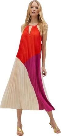 Lola Casademunt Midi Dresses, female, Multicolor, M, Long Tricolor Pleated Dress