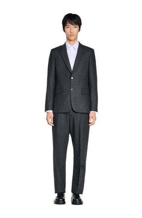 Sandro Tailored Virgin Wool Suit Jacket in Heather Charcoal at Nordstrom, Size 50 Eu