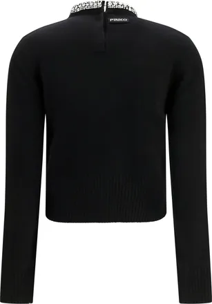 Pinko Womens Berlino Wool Sweater Nero Limousine