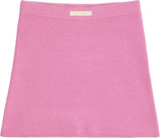 Apparis logo-patch knit mini skirt - women - Recycled Viscose/Polyester/Nylon - S - Pink