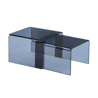 Sweeek Mesas de centro nido rectangulares y cuadradas de cristal templado