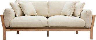 Miliboo Sof&aacute; 3 Plazas Blanco Crema Patas Madera Kyo