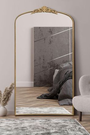 MirrorOutlet Gold Metal Framed Arched Wall Mirror 68 X 38 (174CM X 96CM) | Size: 1 Pack