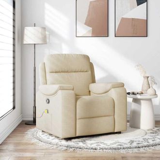 vidaXL Sill&oacute;n De Masaje Reclinable De Tela Crema Vidaxl