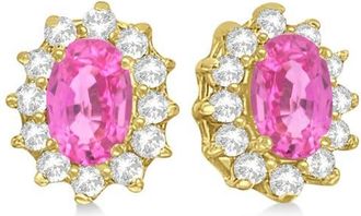 Allurez Oval Pink Sapphire & Diamond Accented Earrings 14k in 2.05Ct/yellow Gold at Nordstrom