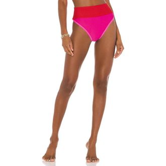 Beach Riot Emmy Bikini Bottoms Womens Fuchsia Red Ribbed Swimwear JZZ712