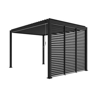 Sweeek P&eacute;rgola bioclim&aacute;tica 3x4m de aluminio + 3 persianas de 1m, antracita