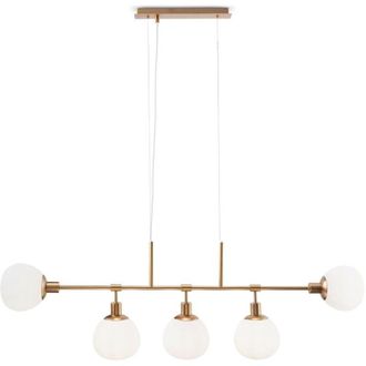 Maytoni Lampadario Sospensione Erich Metallo Oro Rosa 5 Luci e Diffusori Bianchi