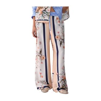 Liu Jo Wide Trousers, female, Multicolor, Size: XS Palazzo Pants With Floral Pattern