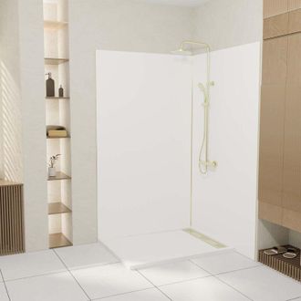 Aurlane 2 Paneles Murales Aluminio Blanco 120x210 Cm + Perfiles Oro Cepillado