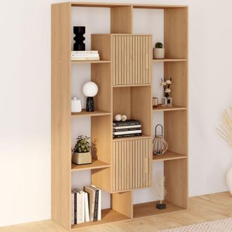 IDMarket Estanter&iacute;a Colette Con 11 Compartimentos Y 2 Compartimentos Juliette Efecto Listones 143 Cm
