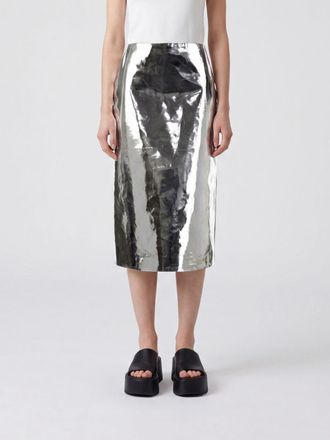 Jil Sander High-Waisted Midi Pencil Skirt in Laminated Leather