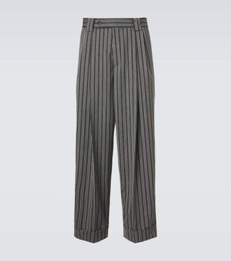 Versace Striped virgin wool straight pants