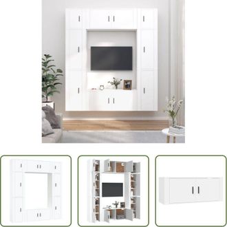 vidaXL Mobile TV - Set Mobili Porta TV 8pz Bianco in Legno Multistrato