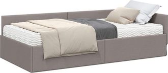 vidaXL Estructura De Cama Esquina Con Colch&oacute;n 2 Uds. Taup&eacute; 90 X 190 Cm Vidaxl