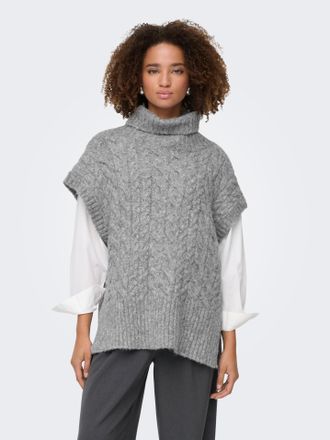 Only Strickpullover ONLY ONLIDA LIFE SL ROLLNECK VEST CC KNT, Damen, Gr. XS, light grau melange, Strick, Obermaterial: 82% Polyester, 14% Polyacryl, 4% Wol
