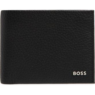 HUGO BOSS New Crosstown Leather Bifold Wallet in Black at Nordstrom