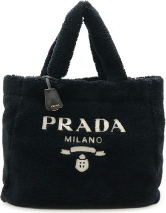 Prada Bianco Black Nero White Fabric Shoulder Bag Tote Bag (Pre-Owned)