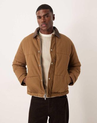 Abercrombie & Fitch Piumino corto in twill marrone slavato