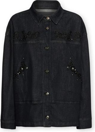 Elena Miro Onge Structureerde Denim Jacket MET Borduurwerk - Dames - Spijkerjassen - Blauw - M - Denim - Jassen