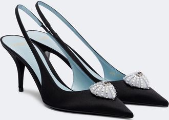 Valentino Garavani Coeur Royal velvet slingback pumps