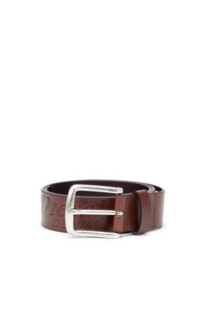 Diesel 4 cm leather belt with engraved logo - Belts - Man - Brown