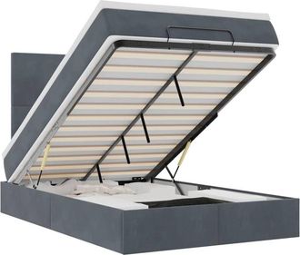 vidaXL Vidaxl - Estructura De Cama Otomana Colchones Terciopelo Gris Oscuro