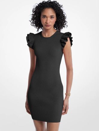 Michael Kors Ruffled Stretch Viscose Mini Dress