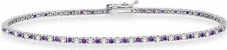 Allurez Alternating Diamond & Amethyst Eternity Bracelet 14K White Gold (0.82ct)
