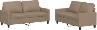 vidaXL Vidaxl - Juego De Sof&aacute;s Con Cojines 2 Piezas Cuero Sint&eacute;tico Capuchino