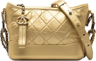 Chanel Pre-owned Womens Gabrielle Hobo Quilted Leather Bag - Beige - One Size