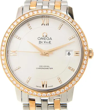 Omega De Ville Prestige Silver Dial Diamond Automatic Ladies Watch 42425372052001