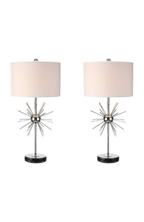 Jonathan Y Designs Aria 31.5 Metal/Marble LED Table Lamp, Chrome at Nordstrom