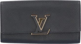 Louis Vuitton Black Noir Leather Long Wallet (Bi-Fold) (Pre-Owned)