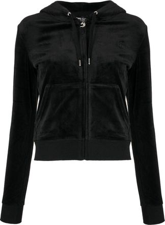 Juicy Couture Roberstson velour zip hoodie - women - Elastane/Polyester - M - Black