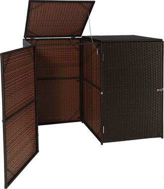 Hhg Hhg - Nunca Usado] Cubo De Basura 2 Cubos 257, Cubo De Basura Cubo De Basura, Poly Rattan 2x120l, Marr&oacute;n
