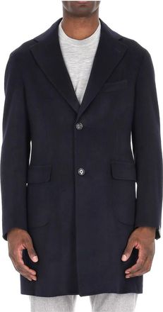 Barba Blauwe Kasjmierjas - Heren - Mantel - Blauw - M - Kasjmier - Jassen